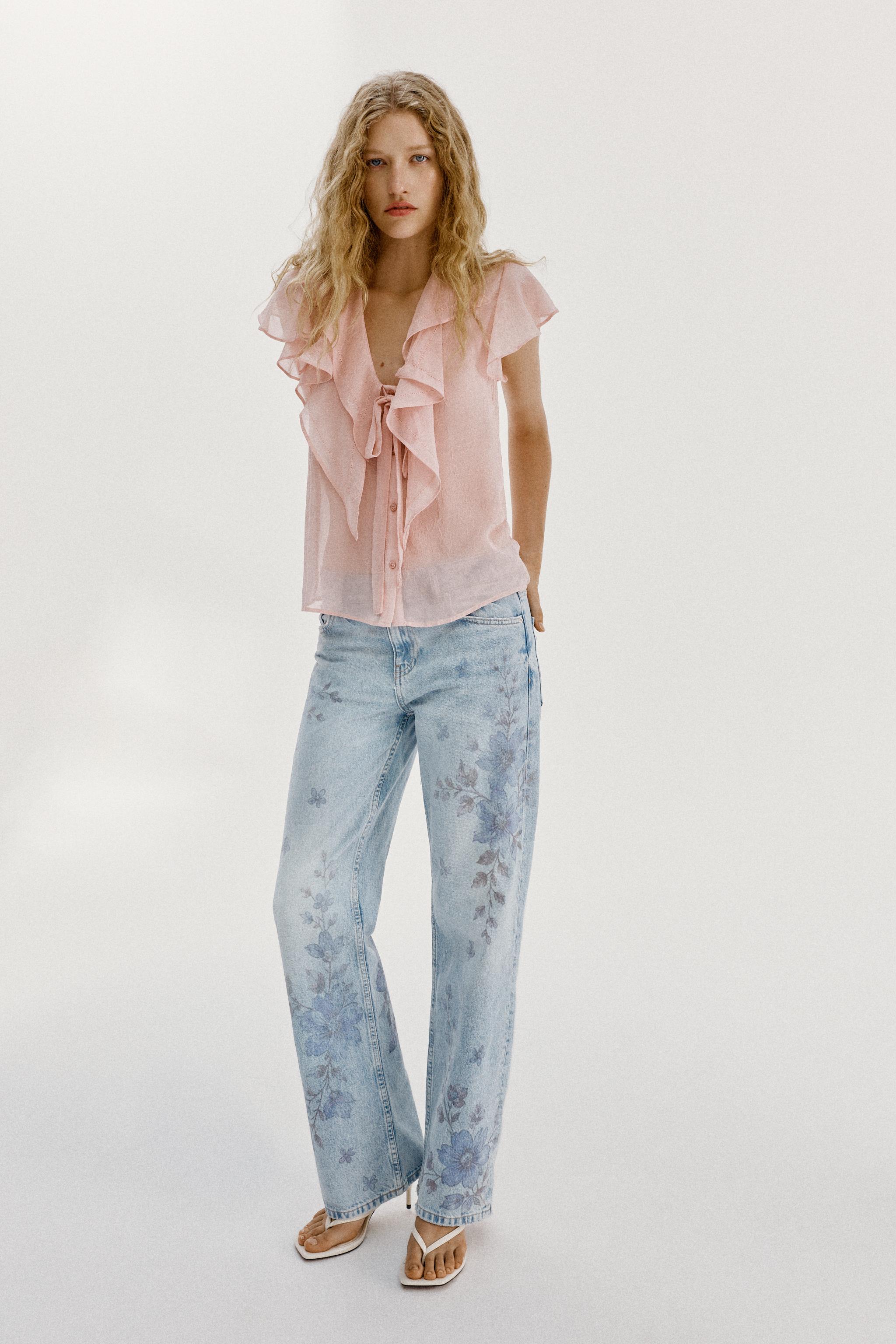 RUFFLED TIE BLOUSE